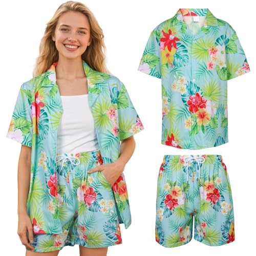 Chemise hawaïenne femme costume d'été avec short décontracté et chemise de plage