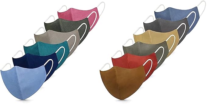 Cotton Reuseable Cloth Face Mask (Multicolor, Without Valve, Pack of 12) for Men & Women