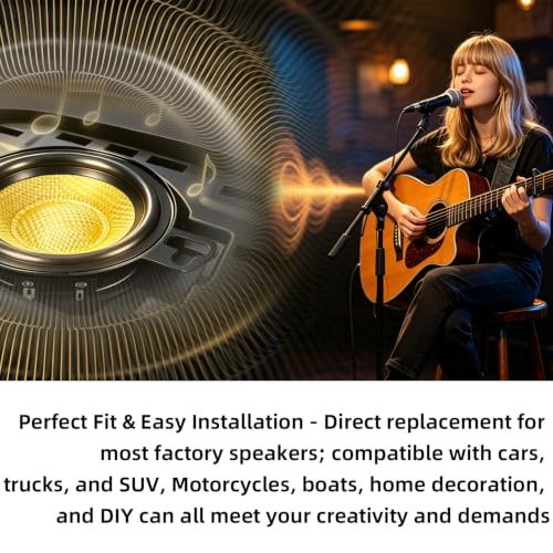Image of 3.5 Inch Car Speakers, 4 Ohm, Glass Fiber Cone for Deep Bass & Clear Mids - High Sensitivity, Shockproof Design