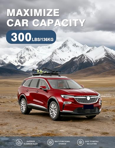 Image of Roof Rack Cross Bars 300lbs Compatible with Buick Enclave 2018-2024 (with Flush Side Rails),All-Metal Aluminum Heavy Duty Crossbar Luggage Racks Roof Rails Rooftop Canoe Accessories