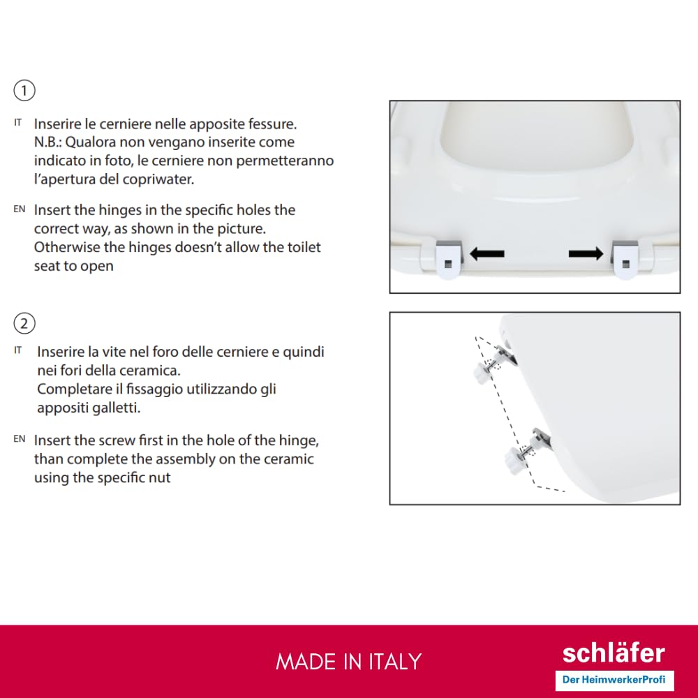 Schläfer 4649101 Sedile Copriwater per Ideal Standard Serie Conca (T637801), Tavoletta WC in Termoindurente Bianco Lucido, Cerniere in Acciaio Inox a 45°, Ricambio con Forma Dedicata, 43 x 34,7 cm