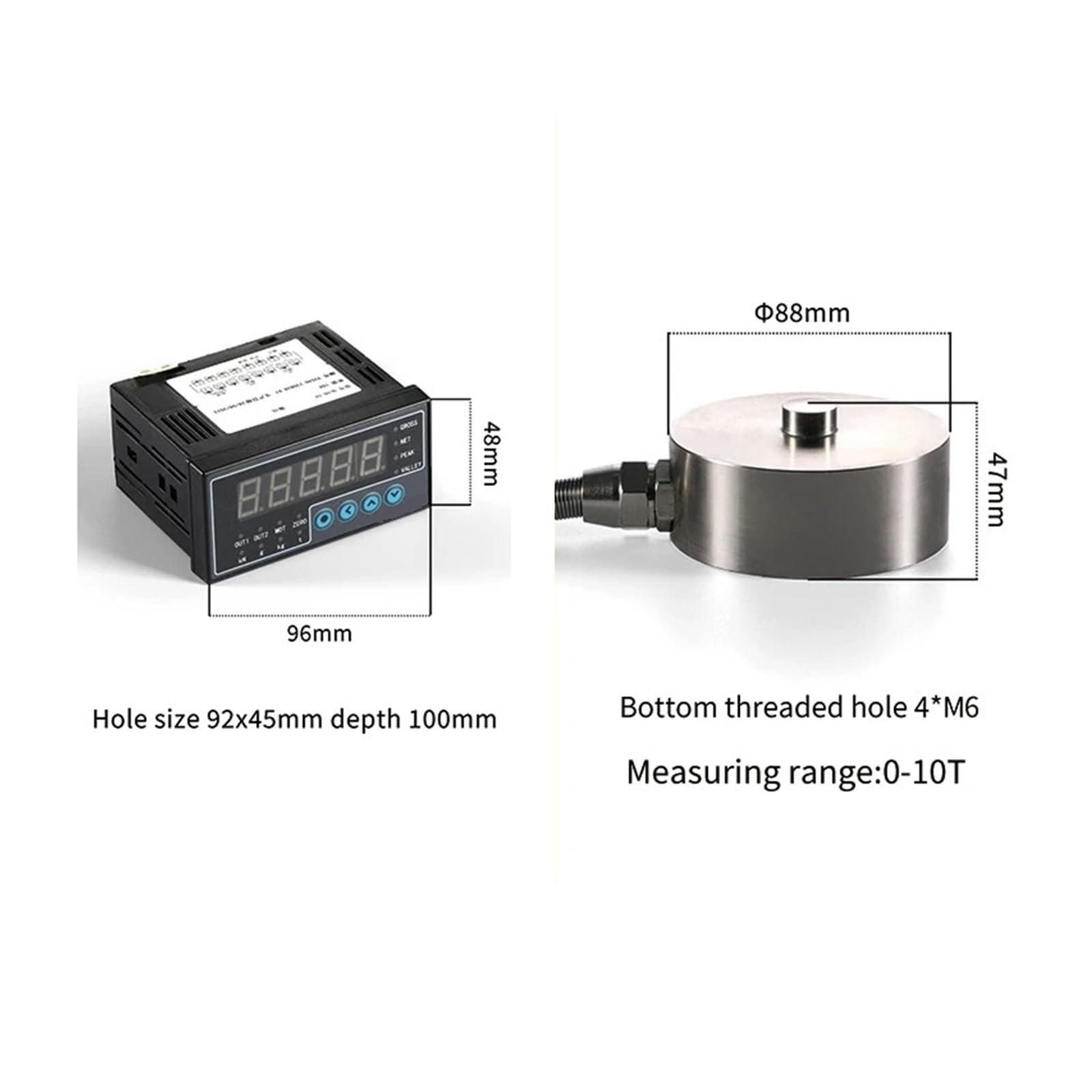 Cella di carico piana 30KG-10T con indicatore digitale Display Test di tensione e pressione del peso della forza di compressione for bilancia Multi-applicazioni(200kg)