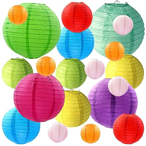 Papier Lampions Papierlaternen Bunt Papierlaterne Papierlampenschirm Rund 20 Stück Lampenschirm Papier Papierlampions Papierlampion Party Deko Gartenparty Papierlampe Partydekorationen (9 Farben)