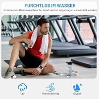 Smartwatch Damen Herren, 2.01" HD AMOLED Curved Smartwatch mit Bluetooth-Anrufe, Fitnessuhr mit Pulsmesser Schlafmonitor Schrittzähler, IP68 Wasserdicht, Lange Akkuleistung, Uhr für iOS Android Grau – Ansicht 6