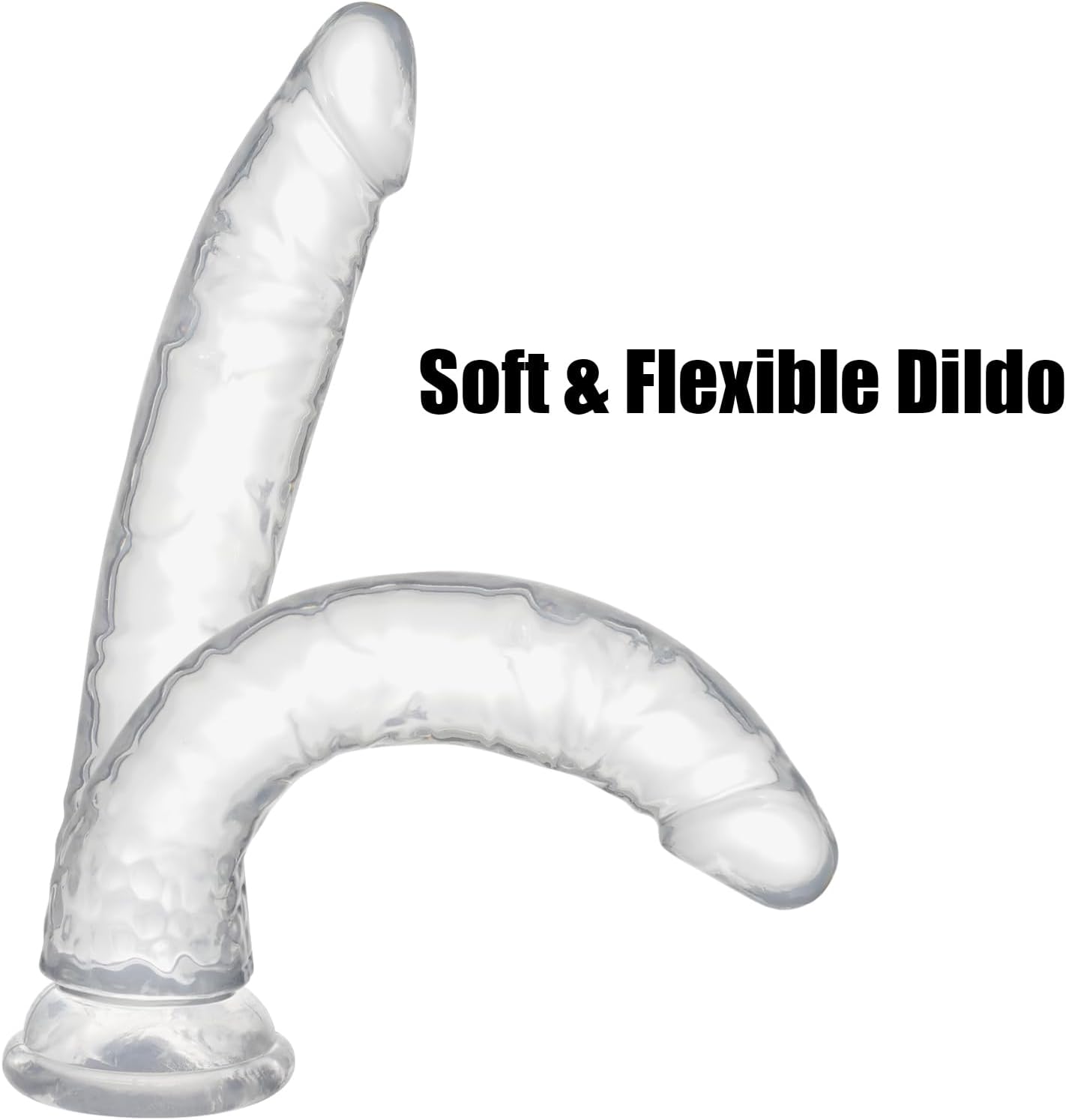 12.6inch Realistic Jelly Dildo, Huge G spot Dildo with Powerful Suction Cup for Hands-Free Play, Big Flexible Lifelike Penis Female Clit Vaginal Anal Masturbation Toy for Women Men (Clear)