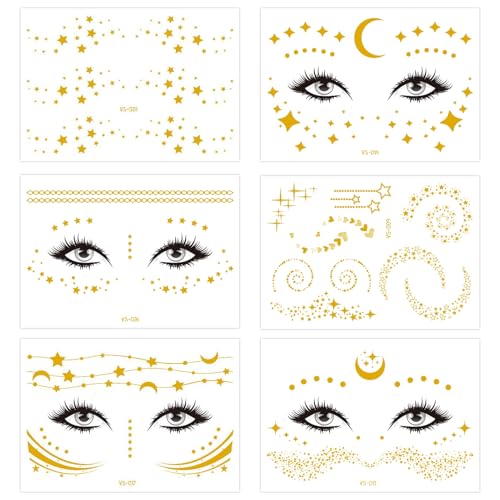 6 Blatt Gesichtstattoo Karneval,Gesicht Tattoo...