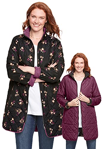 Woman Within Plus Size Reversible Quilted Barn Jacket