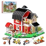 OWNONE 1 Farm House Building Set with Lighting Kit - Ranch Cottage Building Blocks Set with Chicken Coop, Flowers, Animals - Display for Home Office Decor, Gift for Adults Teen Kids 8+ (1268 PCS)