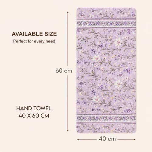 Image of Cotton Rich Printed Waffle Hand Towel | Lightweight | Anti Microbial & Water Absorbent | Soft Touch Quick Drying Towels (Lilac Bloom, Pack of 4)