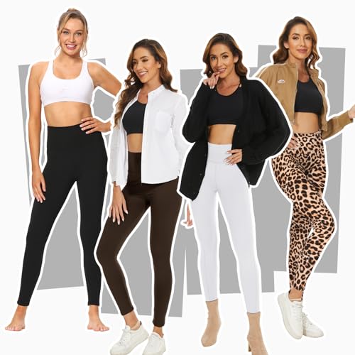 DDOBB Leggings for Women High Waisted Black Leggings Tummy Control Stretchy Pants Trousers Regular&Plus Size - Image 5