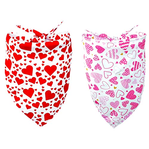 Pride Day Dog Bandanas Set: Double Sided 2 Pack Holiday Puppy Bandanas Pet Party Scarf Triangle Bibs Handkerchief for Small Medium Large Breed Dogs Gift (VTD)