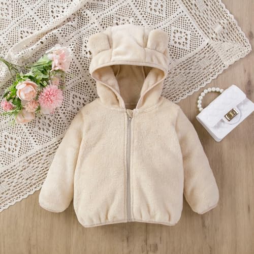 Girl Fuzzy Fleece Hoodies Jacket Cute B𝐞ar Ear Shaggy Trendy Hoody Coat Sh𝐞rpa Casual Thick Outwears for Toddler2