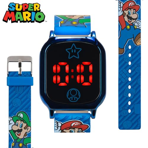 image for Accutime Super Mario Kids Touch-Activated LED Watch - Digital Time Dis