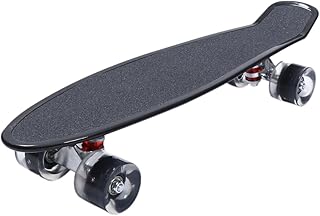 HONMEET Iniciante 1 Peça De Skate Fosco Placa De Peixe Pequena Roda Leve Para Iniciantes Skate Mini Longboard s Placa Deslizante Para Crianças Ao Ar Livre Pro Skate Brilho Preto Criança