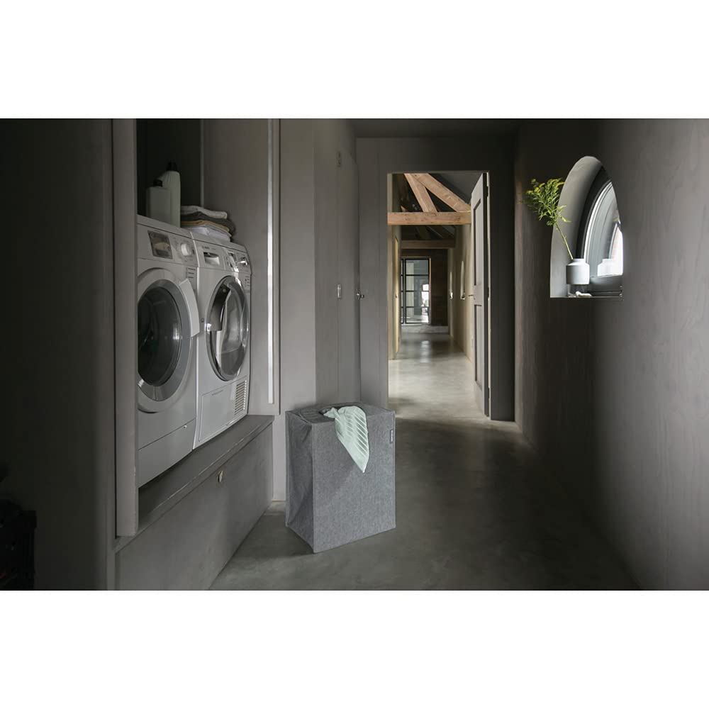 Brabantia - Sac à Linge Rectangulaire - Le Haut Pliable - L'ouverture Quick-Drop - Peu Encombrant - Facile à vider - Gros volume - Poivre Noir - 55 L