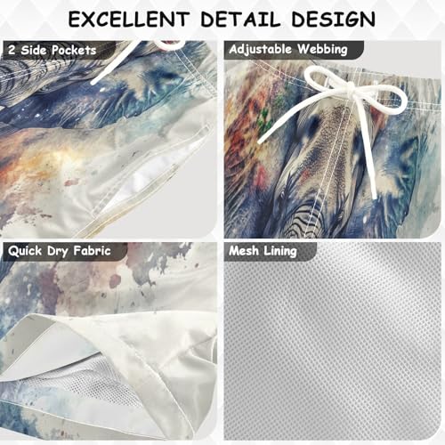 Boys Beach Board Shorts Elephant Animal Graffiti Swim Trunk Teen Swimwear 8-16Y Multicolor3