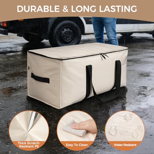 Image of BAGAIL Heavy Duty Moving Bags with Strong Handle, Extra Large Moving Boxes, Storage Tote for Clothes, College Moving Supplies(Beige, 8 Pack)