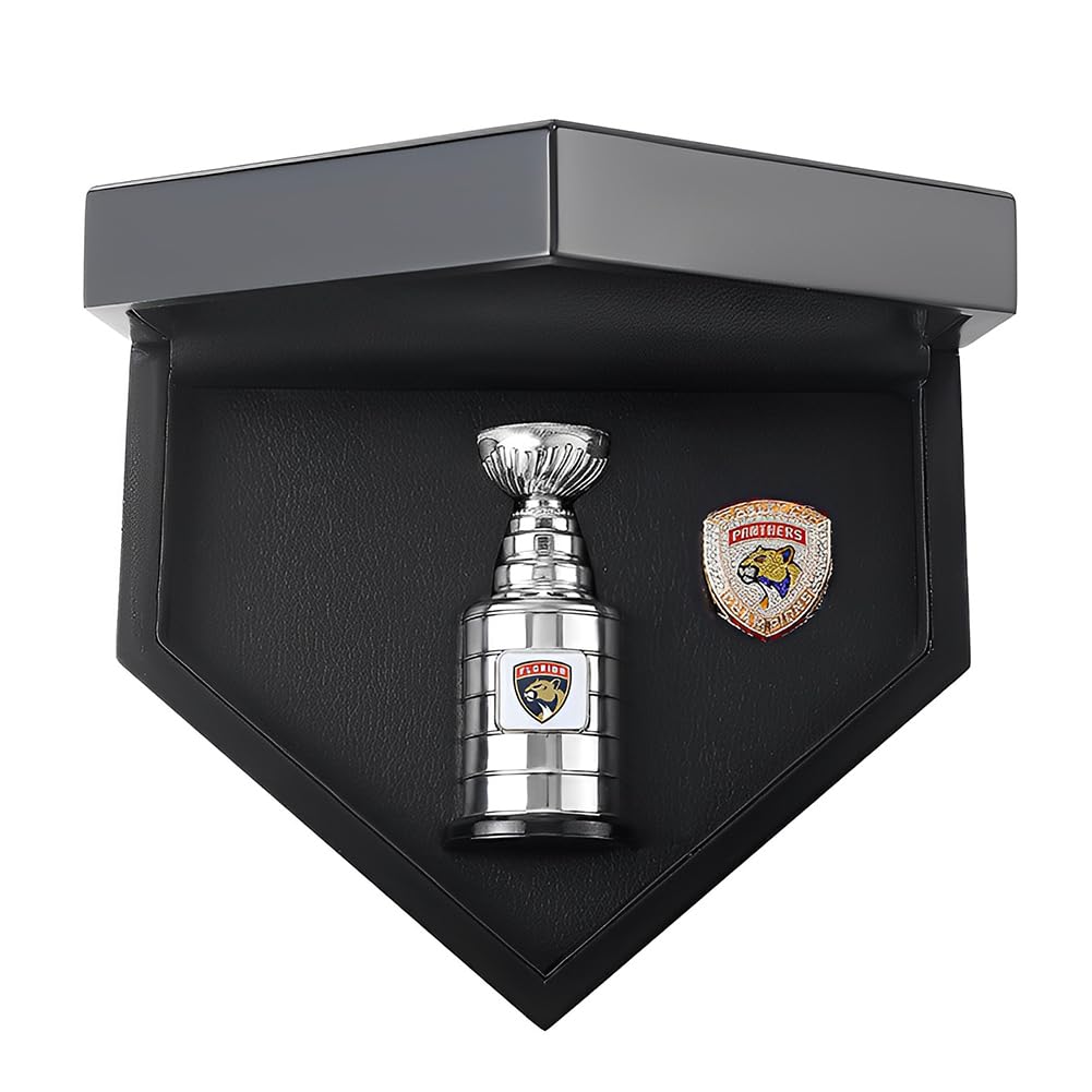 YKMYXZ Juego de trofeos y anillos del Campeonato Hockey 2024 con caja presentación, set regalo Florida, recuerdos la Copa Stanley, discos coleccionables(9#)