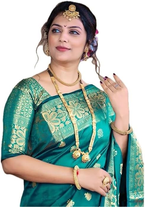 C J Enterprise Women's Pure Soft Silk Saree With Blouse Piece For Wedding