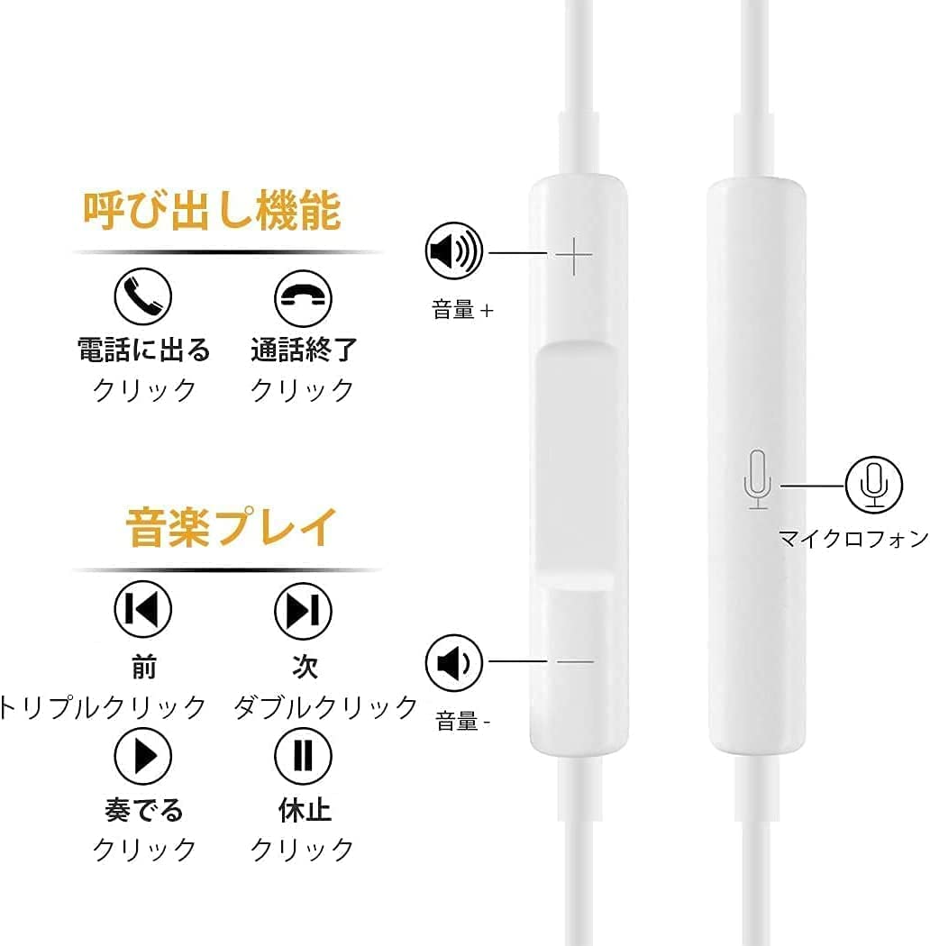 Amazon.co.jp: 【2024新版】Phone イヤホン 有線 イヤフォン 