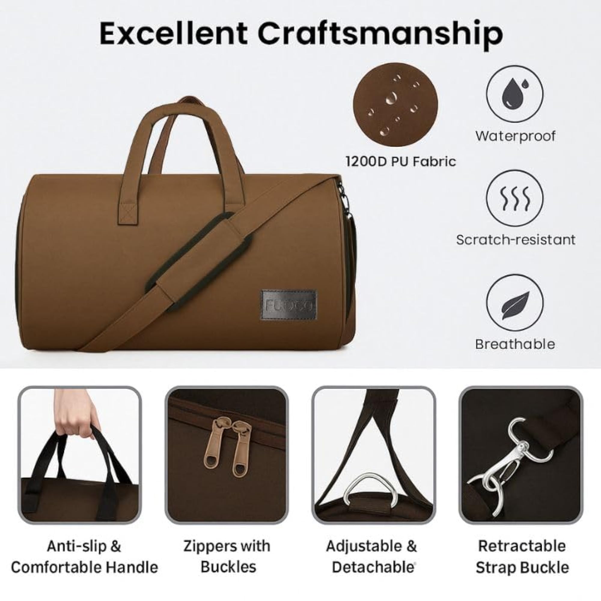 Convertible Garment Duffel Bag for Travel, Waterproof Design