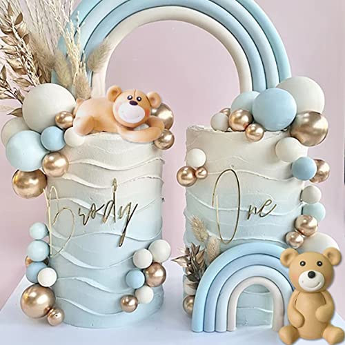 3D Bear Balls Cake Toppers For Birthday Baby Shower Party Decorations (Blue Ball) #TOP4