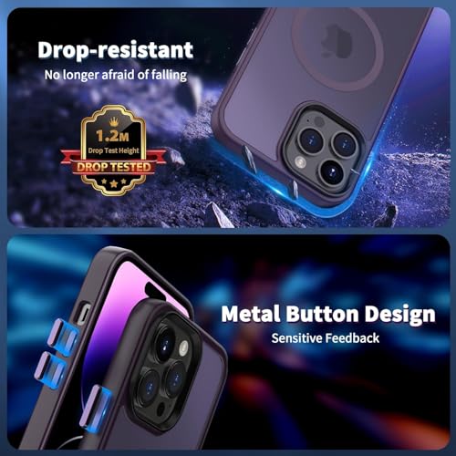Image of iPhone 14 pro Magsafe Hard Back Case | Matte Design & 360 Protection | Military-Grade Apple iPhone 14 pro Cover | Strong Magnet Back - Purple
