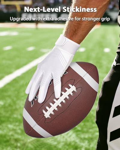 RIGWARL Football Gloves Adult Men, Youth Kids Football Gloves with Super Sticky Grip, Receiver Glove Best Gift for Adult Youth Kids Boys 8-122