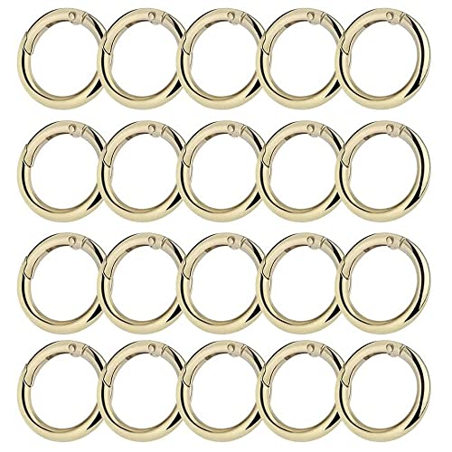 20 Pièces Ressort O Anneau, Anneau Mousqueton, Mousqueton Rond, Boucle Porte Clés Anneau Ressort, Ressort Anneau Boucle, pour Porte Clés, Bricolage, Sac, Ceintures, Vêtements (Or) Cover