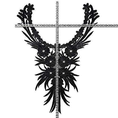1 Pc Lace Collar Beautiful Flower Venise Lace Trim Sewing Appliques (Black) #TOP4