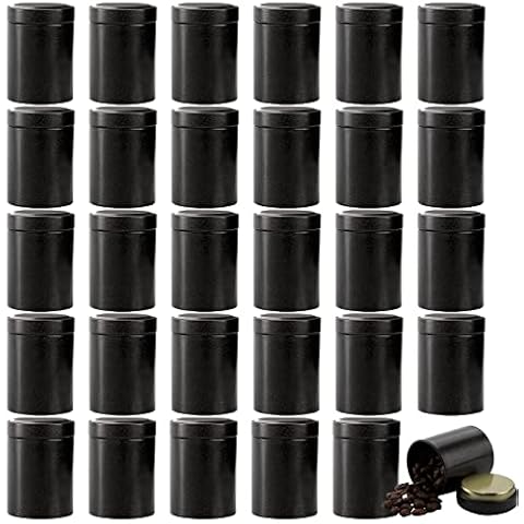 Okllen 30 Pack Small Black Candle Tins with Lids, 3 Oz Bulk Empty Candle Jars, Mini Metal Tin Containers for Making Candles, Storing Snacks, 1.8"W x 2.5"H Cover