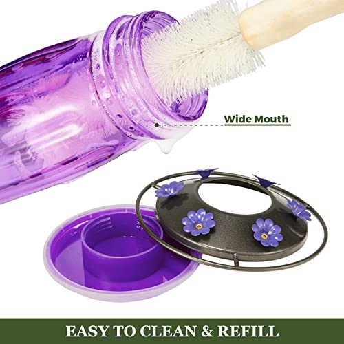 Kingsyard Glass Hummingbird Feeder For Outdoors Wild Bird Feeder With 6 Feeding Ports Hanging For Garden Yard, Purple (Ant Moat Included) #TOP5