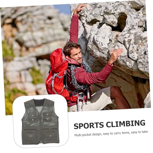 Chaleco para hombre de camping KOMBIUDA transpirable resistente con bolsillos 7