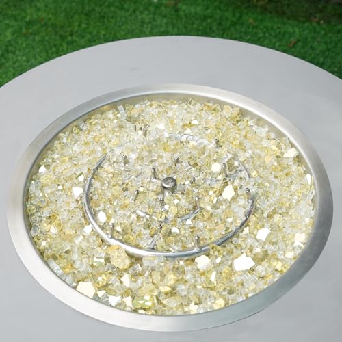 Image of Skyflame Fire Pit Glass Rocks, 15 Pound Gold Reflective Fire Glass for Outdoor Indoor Fire Bowl Fireplace, 1 /2-Inch