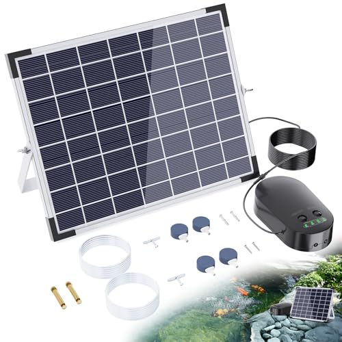 POPOSOAP 15W Solar Pond Aerator – 2 Outlets, Battery
