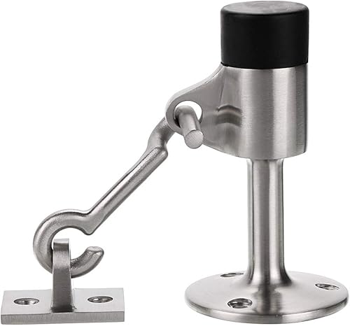 Sumnacon Tope de puerta de acero inoxidable con gancho, tope de puerta resistente con pinzas, tope de puerta montado en la pared para oficina en