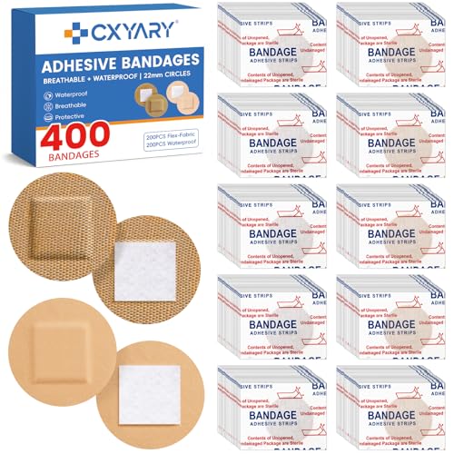 CXYARY 400PCS Round Bandages Fabric Bandage Waterproof Bandage Latex Free Used for Emergency Treatment and Skin Wound Care Circle Bandages Suitable for Small Wounds
