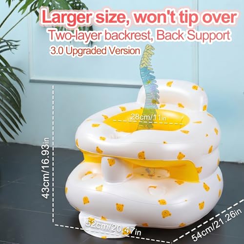 Image of Inflatable Baby Seat with Safety Clip to Chair Leg for Babies 3-36 Months | Upgraded V3.0 Front Bumper Anti-Fall Design, Sit Me Up Floor Seat for Baby Chair Sit, Built in Air Pump, Blow Up Baby Chair