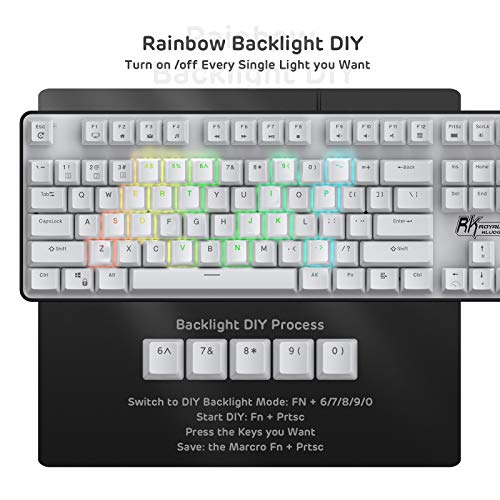 Rk Royal Kludge Rk920 Full Size Mechanical Keyboard, Rainbow Backlit Gaming Keyboard, 104 Keys Wired Mechanical Keyboard With Number Pad, Tactile Brown Switch #TOP7