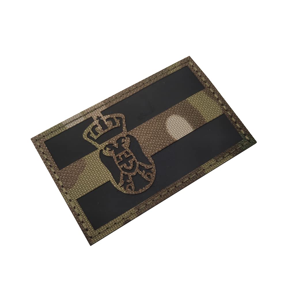 Patch Brodé Camouflage Serbie - Ecusson Drapeau Serbe 5x8 Cm - Crochet Et Boucle