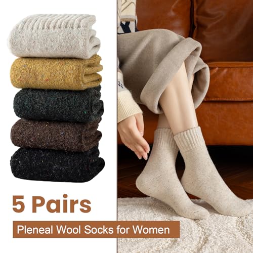 Image of Pleneal Wool Socks for Women - Womens Wool Socks Winter Warm Cozy Knit Sock for Women Men