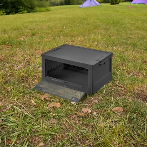 Xcase Klappboxen: 2er-Set Faltbare Aufbewahrungsboxen mit Deckel, je 45 Liter, schwarz (Transportboxen, Klappboxen mit Deckel, Regal)