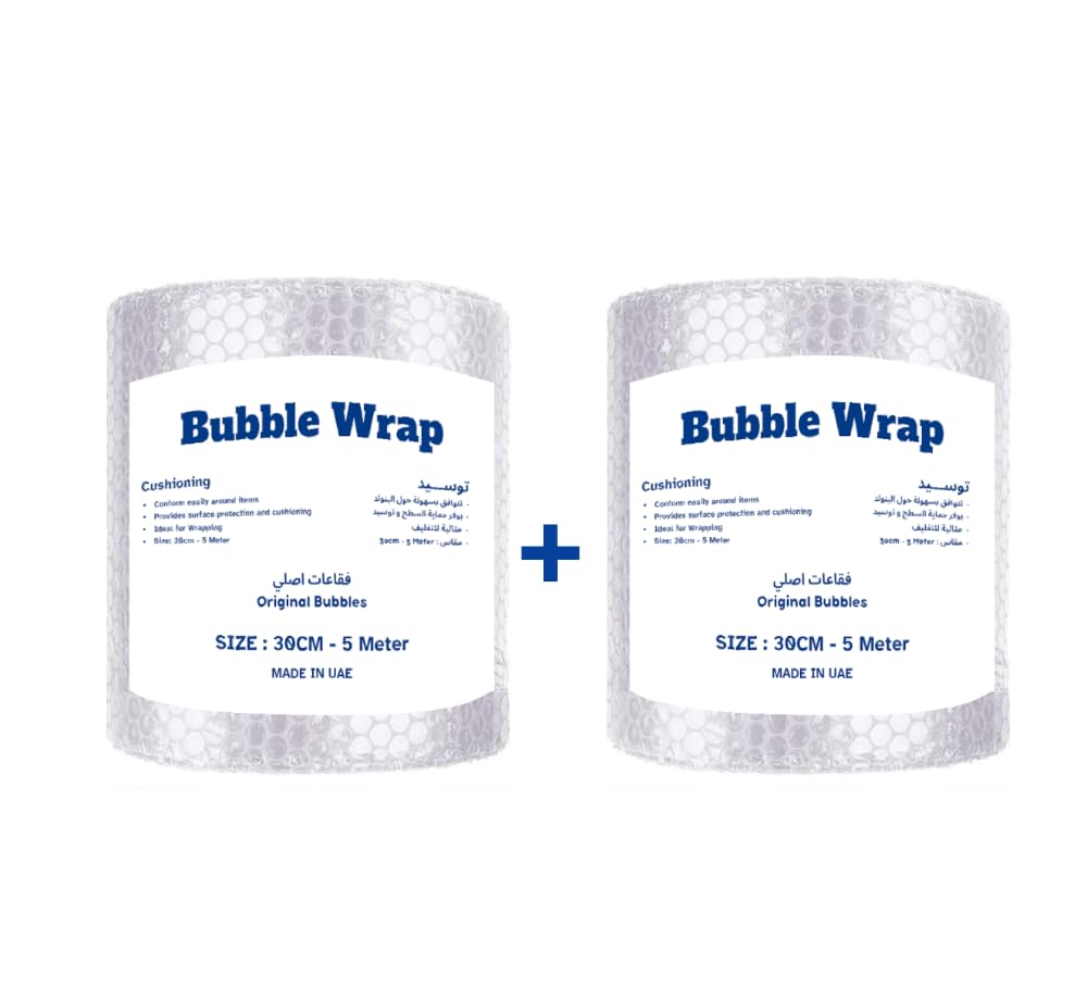 Bubble Wrap 2-Rolls each 30 cm x 5 m Air Bubble Cushioning Wrap for Packaging, Shipping, Mailing, Packing and Moving Supplies, 2 rolls