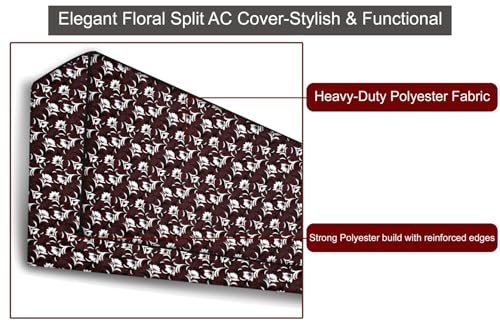 Image of The Furnishing Tree 1 Ton Split AC Cover for Indoor and Outdoor Units Floral Pattern Brown