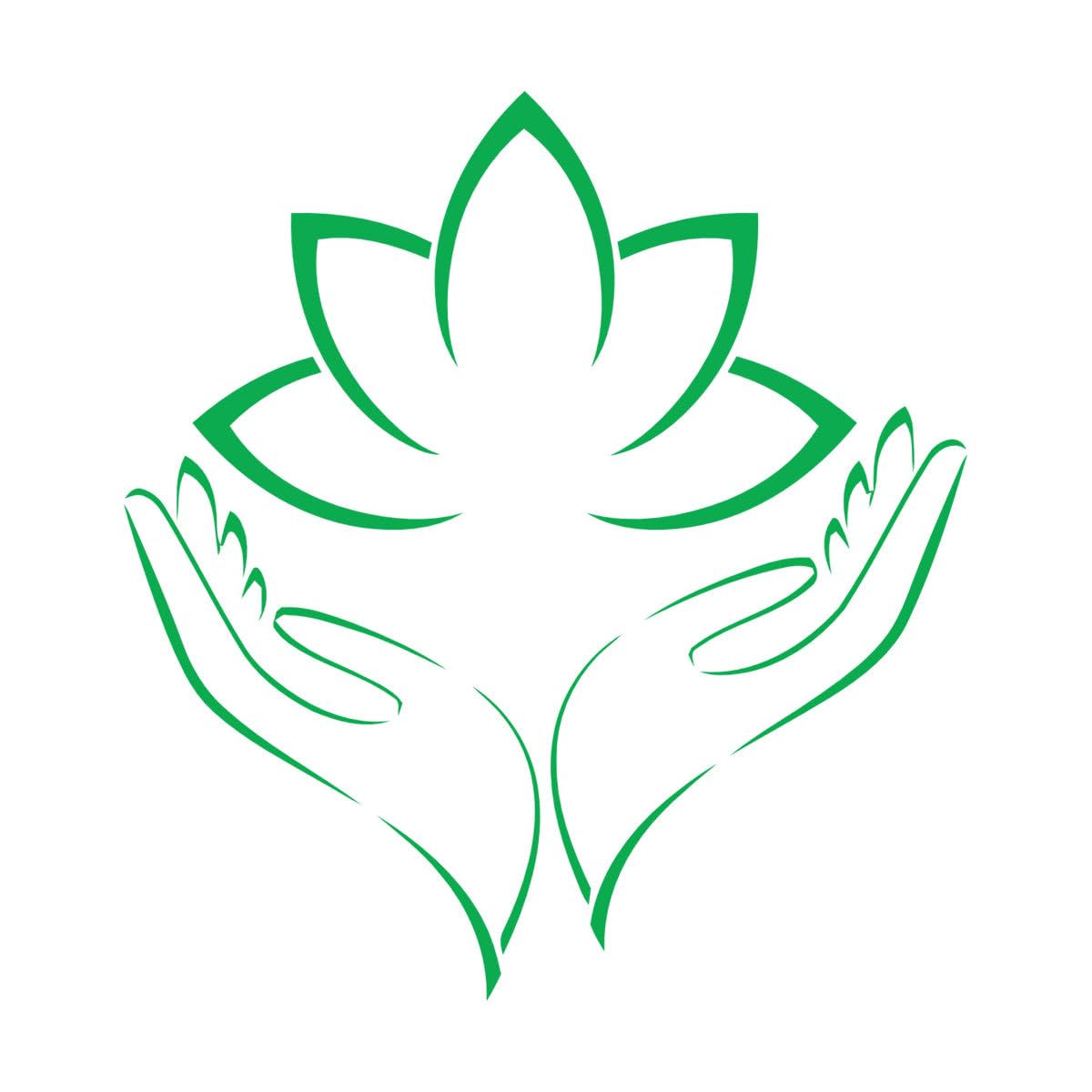 Engraving Decals Lotus Flower Hands Opened Palms Meditation 81x86.3cm Art Mural Painting Extra Large Green