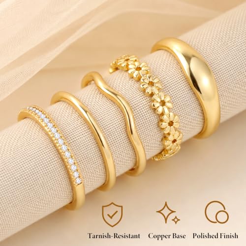 FIRSTGIFT 5Pcs Stackable Rings for Women Gold Silver Adjustable Thumb Rings - image 4
