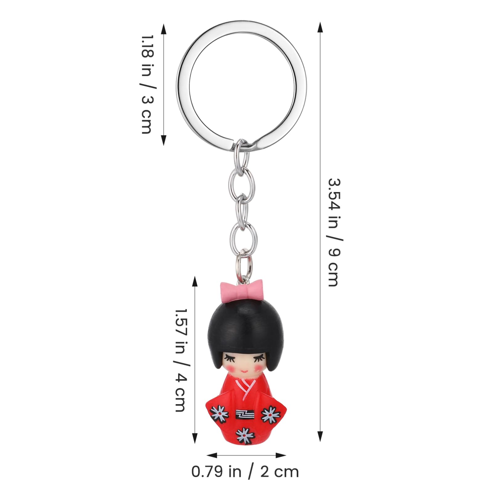 Cabilock 6Pcs Japanese Kimono Doll Keychain Cute Bag Hanging Pendant Unique Decorative Key Rings Friends Commemorative Souvenirs Colors