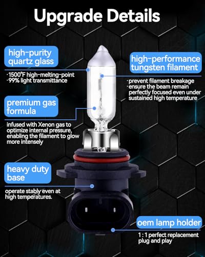 Image of NEWBROWN 9006 HB4 Headlight Bulbs 200% brightness 4300K White 12V /51W HB4 9006 Bulb Halogen Long Life Replacement P22D (9006 /HB4, 2 Pack)