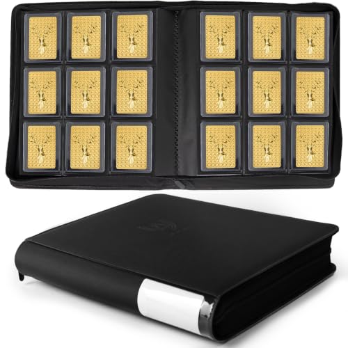 Toploader Binder Holds 360 Toploaders Top Loader Binder with 9 Pockets for 3 x 4 Rigid Cards Double-Sided Pockets Card Binder Top Loader for Trading Cards or Sports Cards (black)