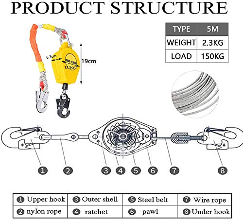 Protection antichute câble de ligne de vie rétractable pour la sécurité - 3